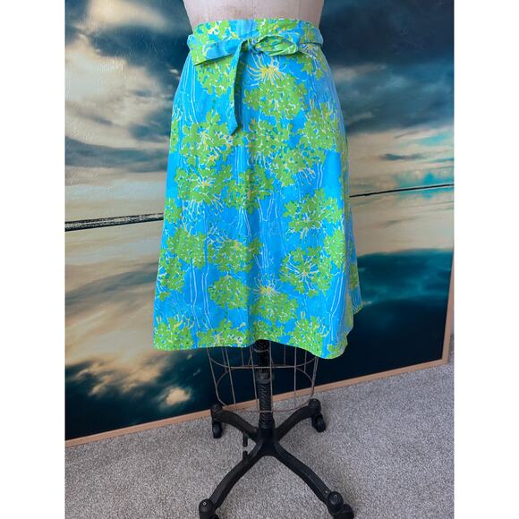 Lilly Pulitzer The Lilly Vintage Blue & Green Wrap Skirt w Pockets unworn XS/S - Picture 1 of 4